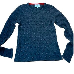 Lisa Perry Pom-Pom Embellished Merino Wool Cashmere CrewNeck Sweater Charcoal M